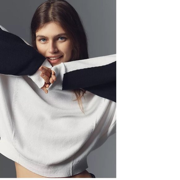 Anthropologie Maeve Dolman Sleeve Crew-Neck Color-Blocked Sweater size S new nwt - Picture 2 of 5